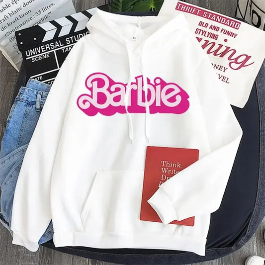 Pink Barbie Hoodie Women's Hoodie Cartoon Printed Fall Long Sleeve Sportswear