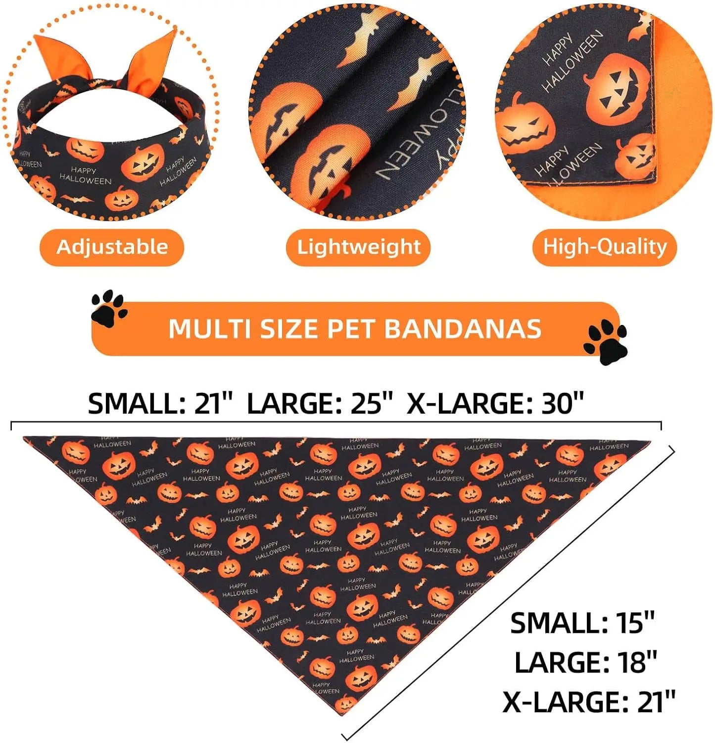 1pc Halloween Dog Fall Bandana Premium Durable Triangle Reversible Dog Scarf Adjustable Puppy Bandana Bib Handkerchief for Pets