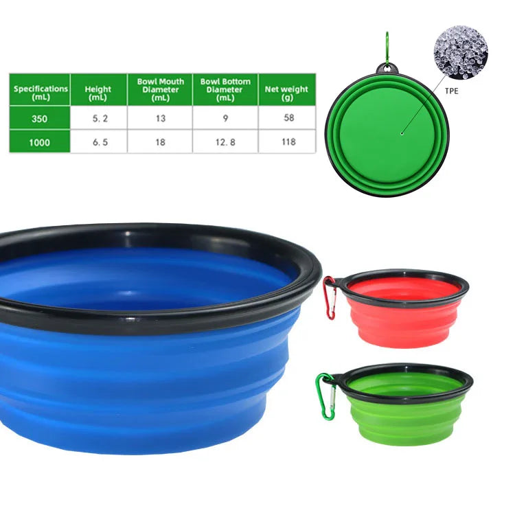 Pet Bowl Dogs Cats 350ML/1000ML Portable Foldable Food Water Container for Outdoor Travel Portable Feeding Bowls Pets Prodcuts